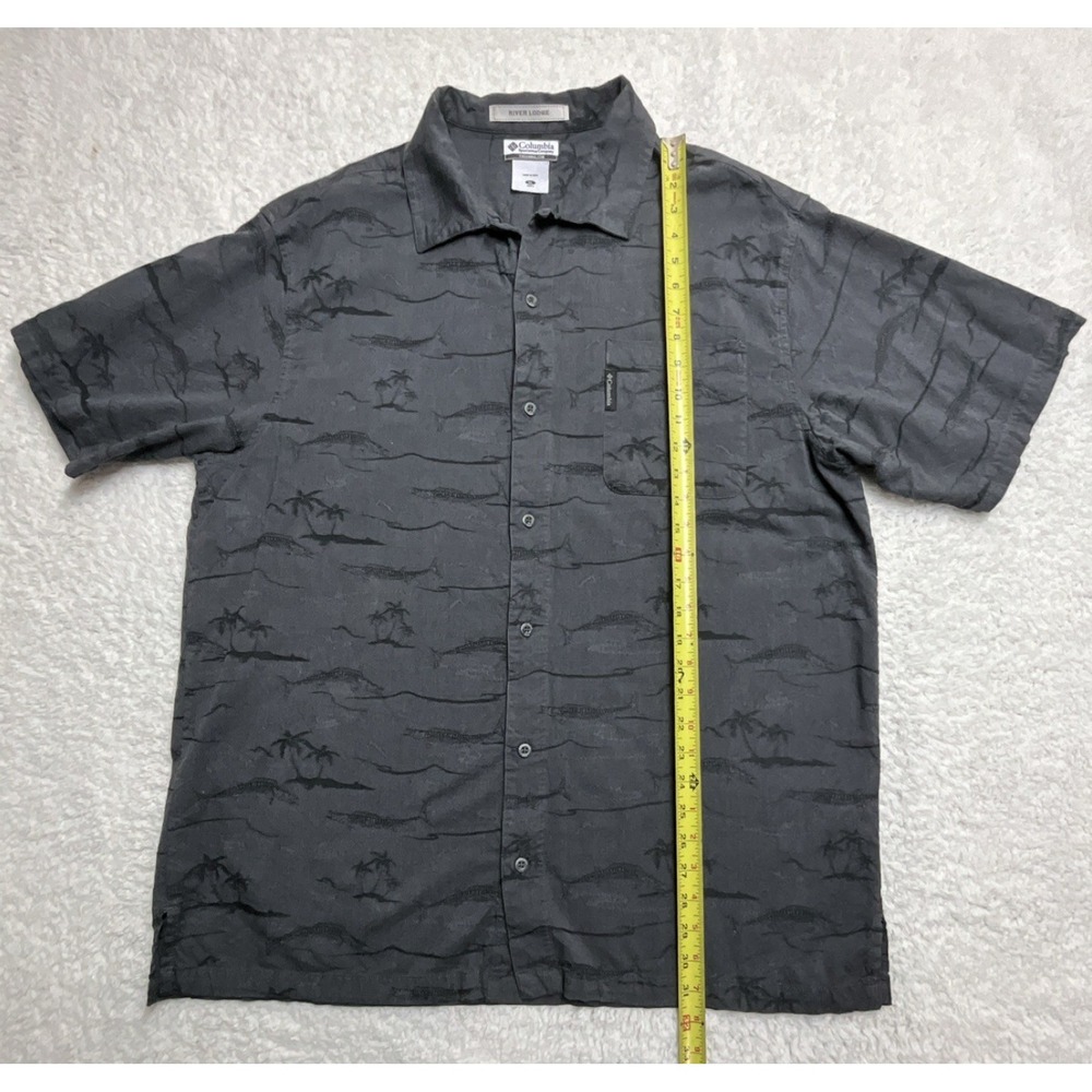 Columbia Men's River Lodge Gray Fish Print Short Sleeve Button-Up Shirt XL - Picture 3 of 7